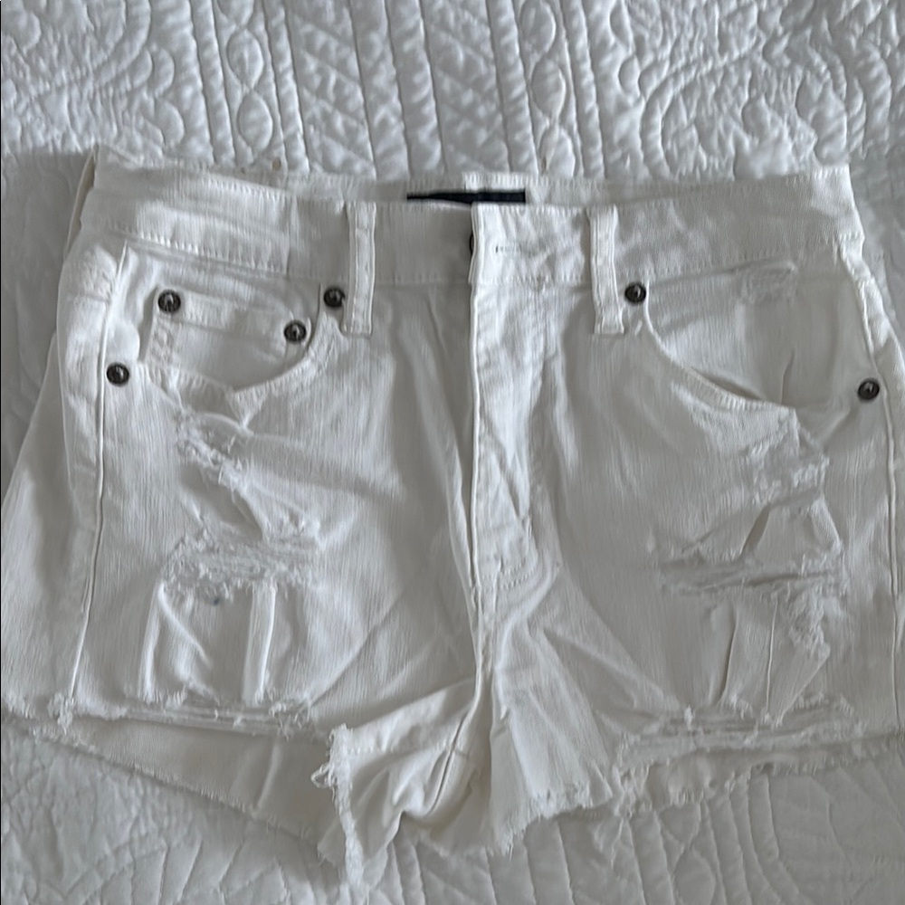 White Distressed Denim Shorts